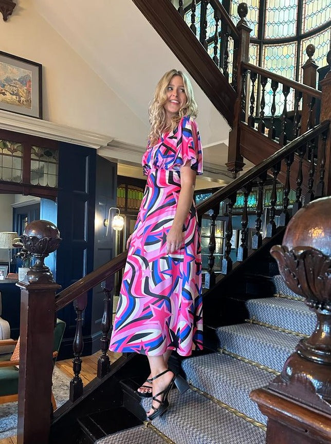Pink Swirling Star Ziggy Maxi Dress