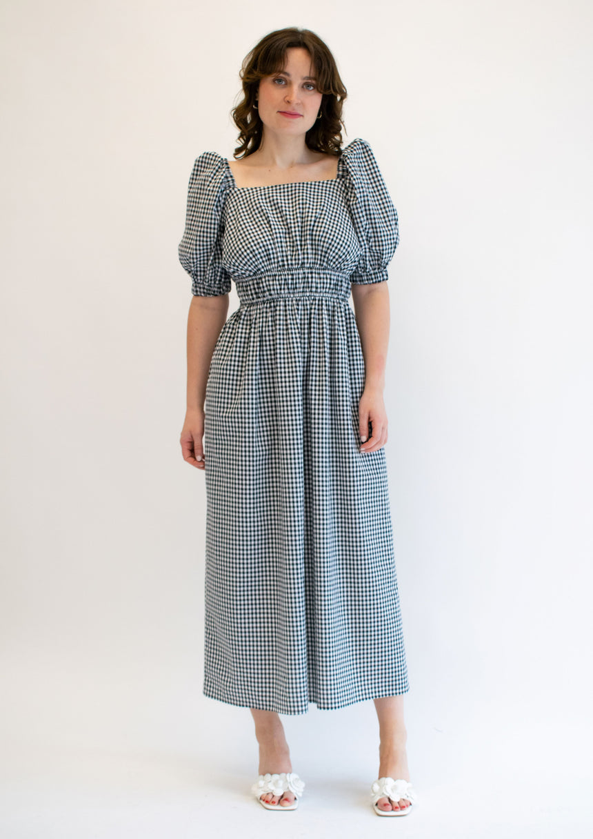 Eleanor Black Gingham Dress