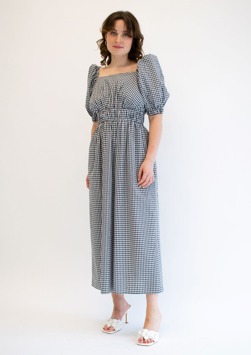 Eleanor Black Gingham Dress