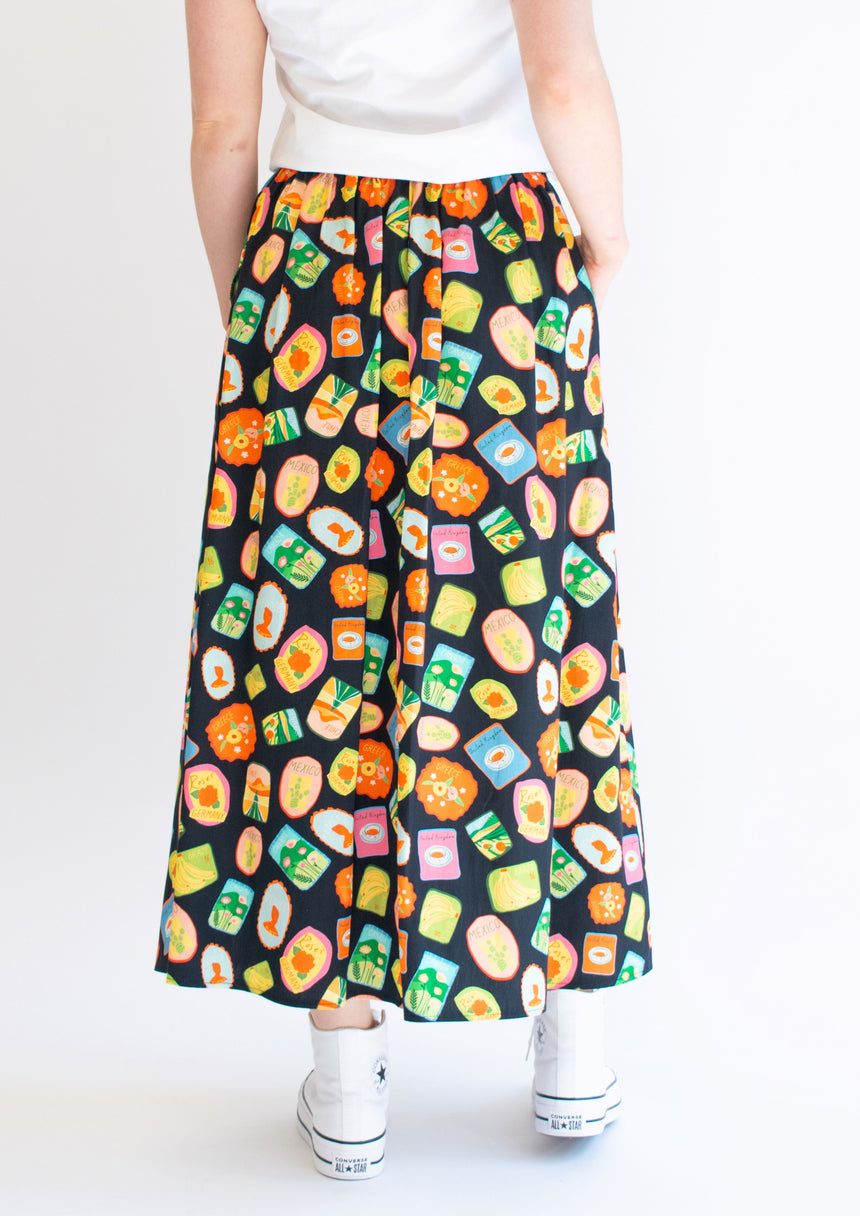 Linen post card Maxi Skirt