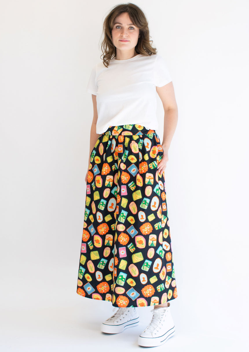 Linen post card Maxi Skirt