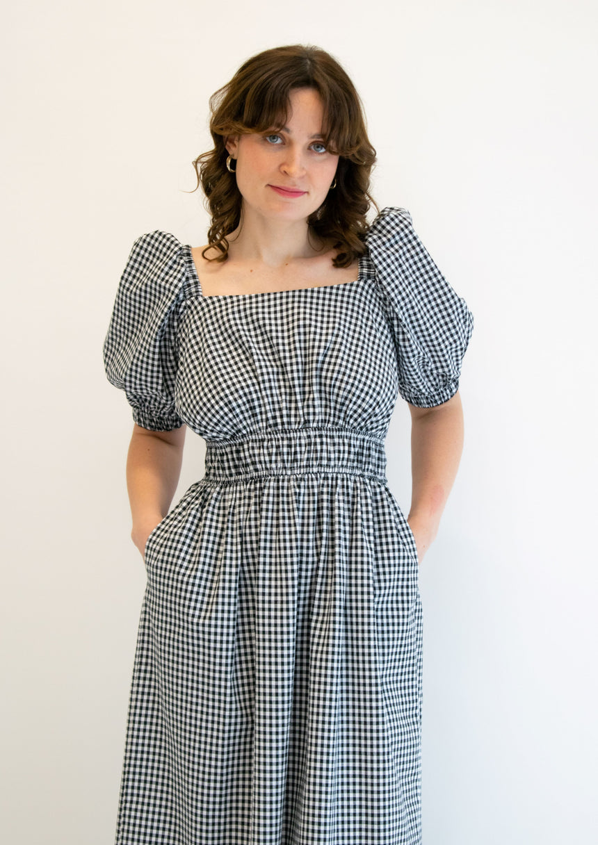 Eleanor Black Gingham Dress