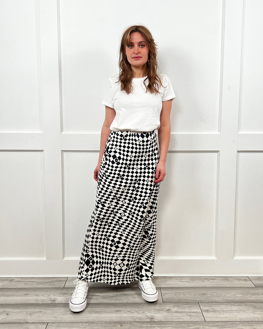 Ruthie Check Bias Slip Maxi Skirt