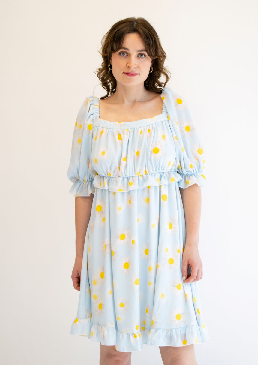 blue daisy mini dress