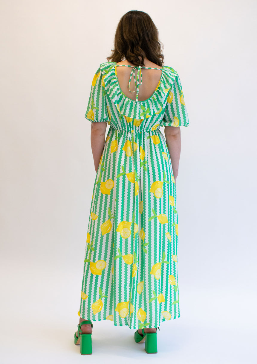 Striped Fruit Print Maxi Dress