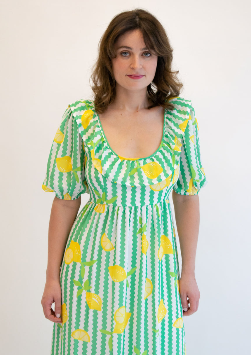 Striped Fruit Print Maxi Dress