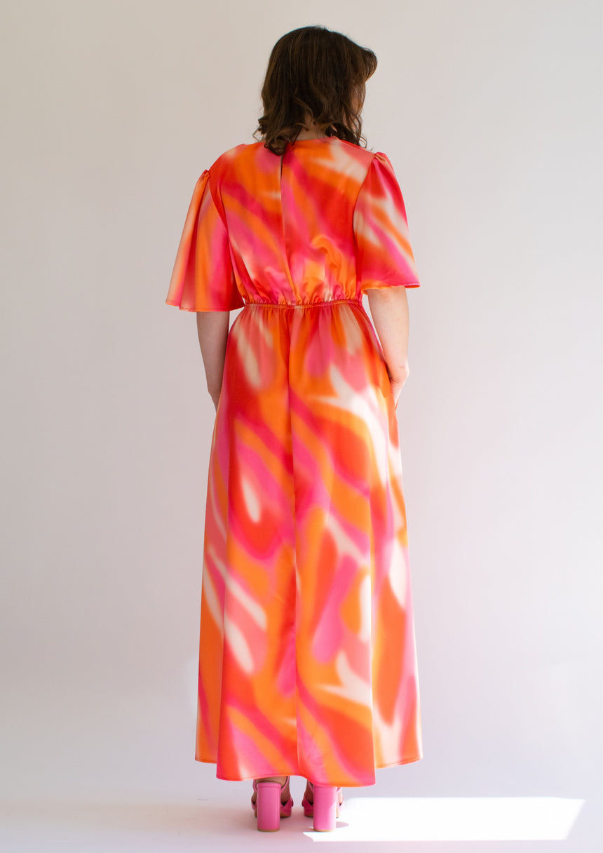 Grace Orange and Pink Maxi Dress