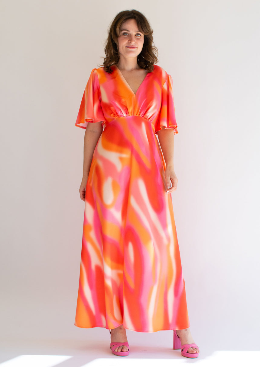 Grace Orange and Pink Maxi Dress