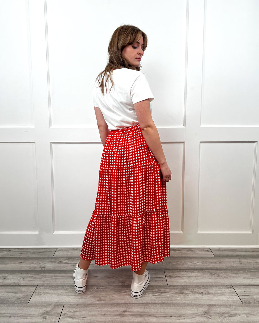 Dolly Gingham Skirt in Red