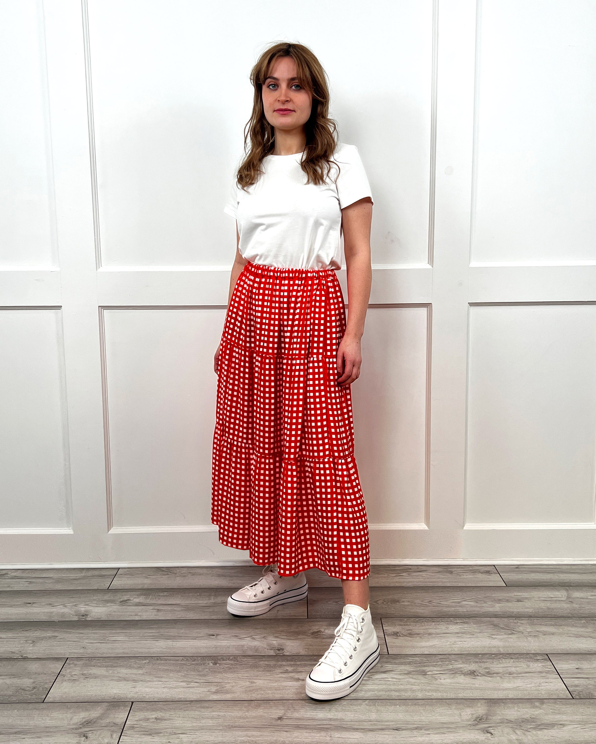 Dolly Gingham Skirt in Red | Twisted Wunder