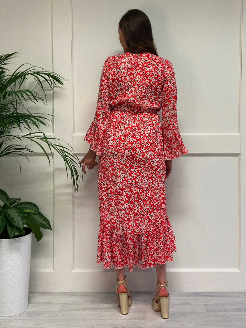 Olivia Red Ditsy Midaxi Dress