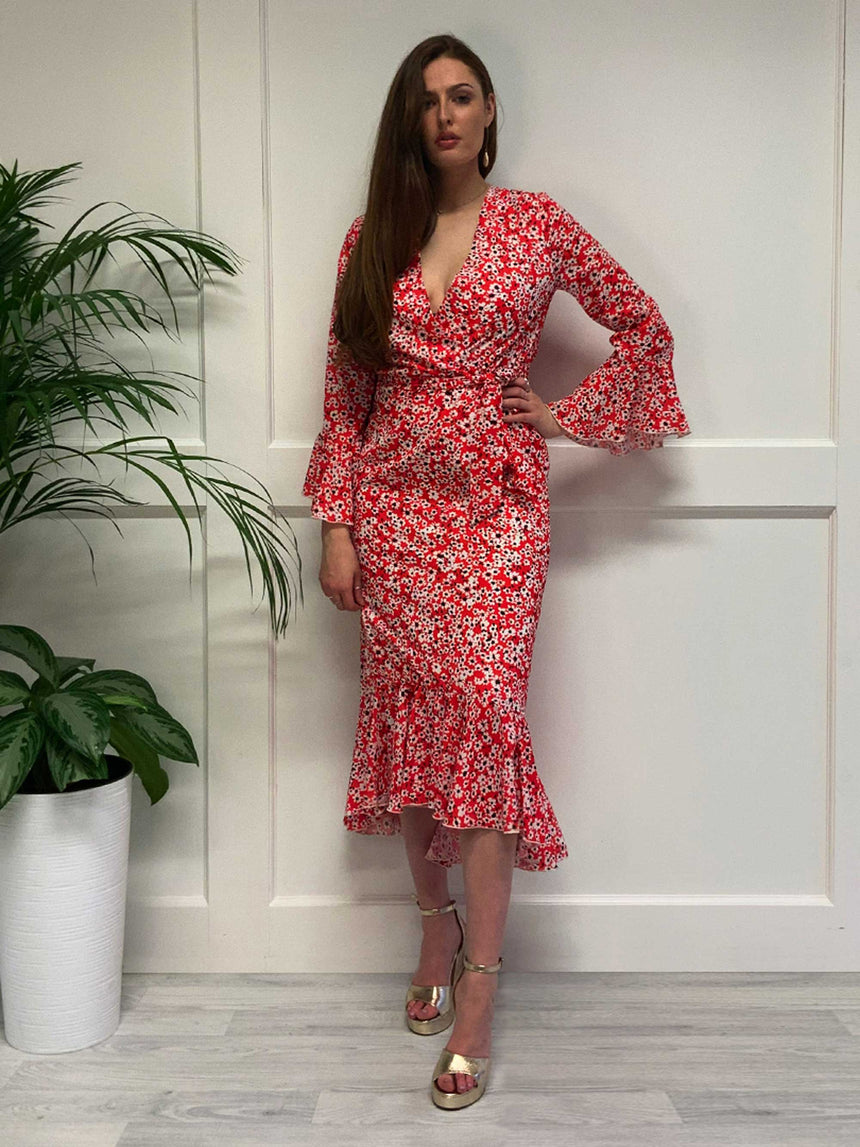 Olivia Red Ditsy Midaxi Dress