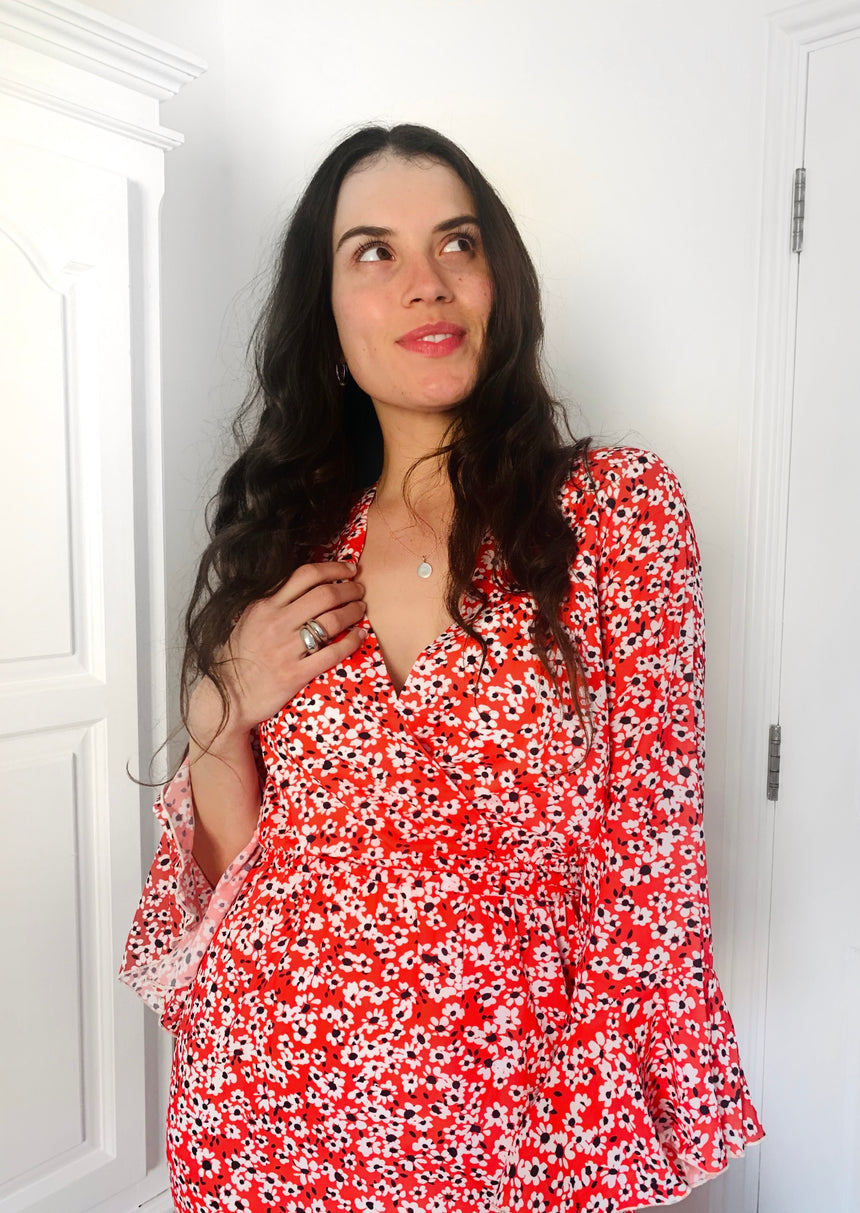 Olivia Red Ditsy Midaxi Dress