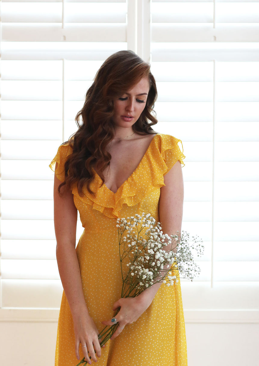 Janis Yellow Spot Dress