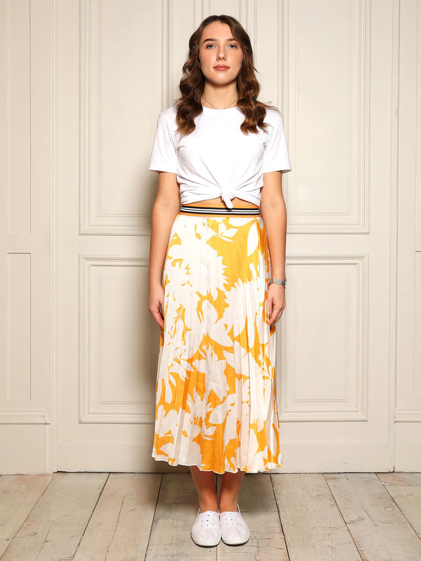 Melody Yellow Floral Pleat Skirt