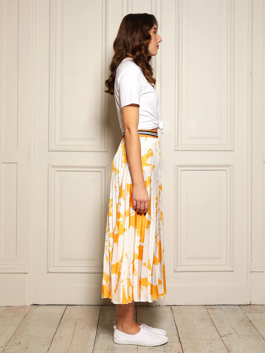 Melody Yellow Floral Pleat Skirt