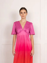 Pink and Orange Ombre Maxi Dress