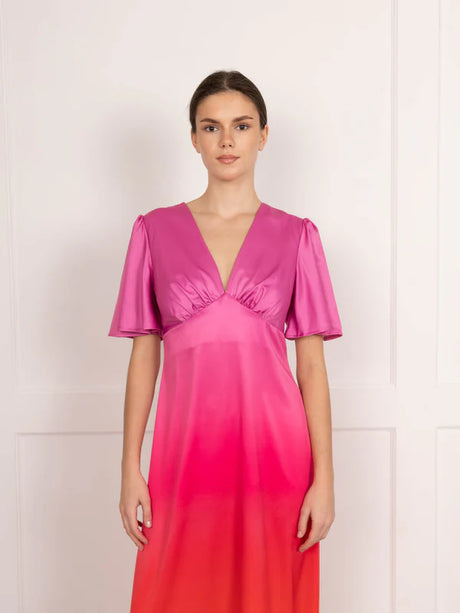 Pink and Orange Ombre Maxi Dress
