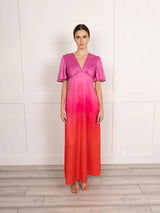 Pink and Orange Ombre Maxi Dress