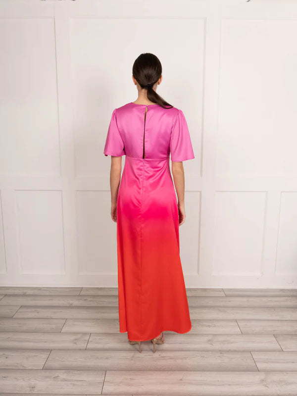 Pink and Orange Ombre Maxi Dress