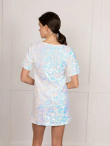 White Velvet Sequin Mini Dress