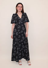 Grace Satin Maxi Dress in Smiley Print