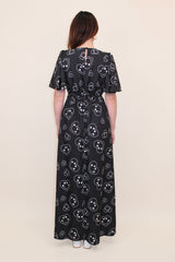 Grace Satin Maxi Dress in Smiley Print