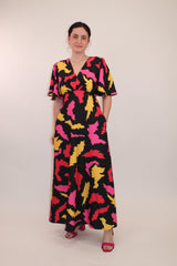 Abstract Grace Maxi Satin Dress