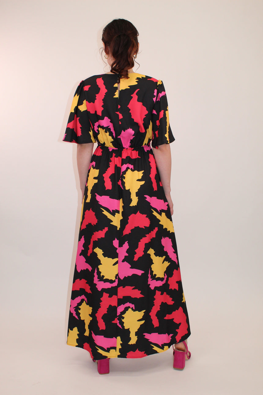 Abstract Grace Maxi Satin Dress