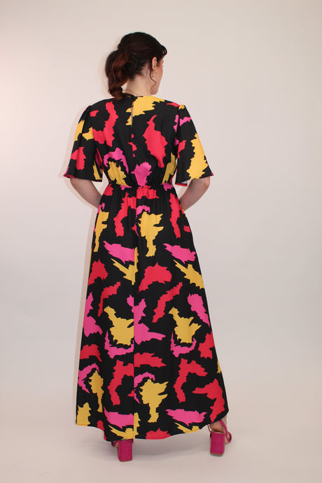 Abstract Grace Maxi Satin Dress