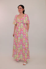 Cordelia Maxi Dress in Post Card Print