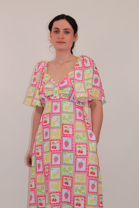 Cordelia Maxi Dress in Post Card Print