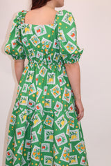 Cotton Postcard Print Midi Dress