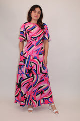 Pink Swirling Star Ziggy Maxi Dress