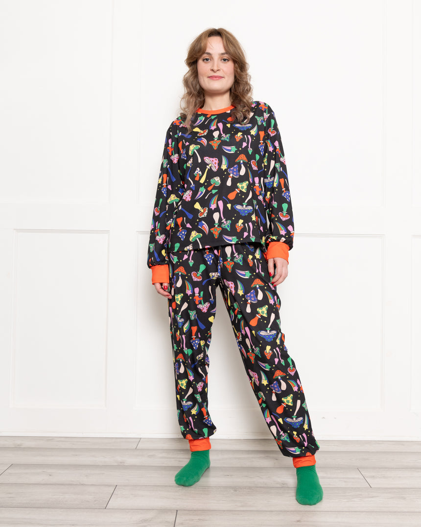 Long Sleeve Mushroom Pyjama Set (Adults & Kiddies)