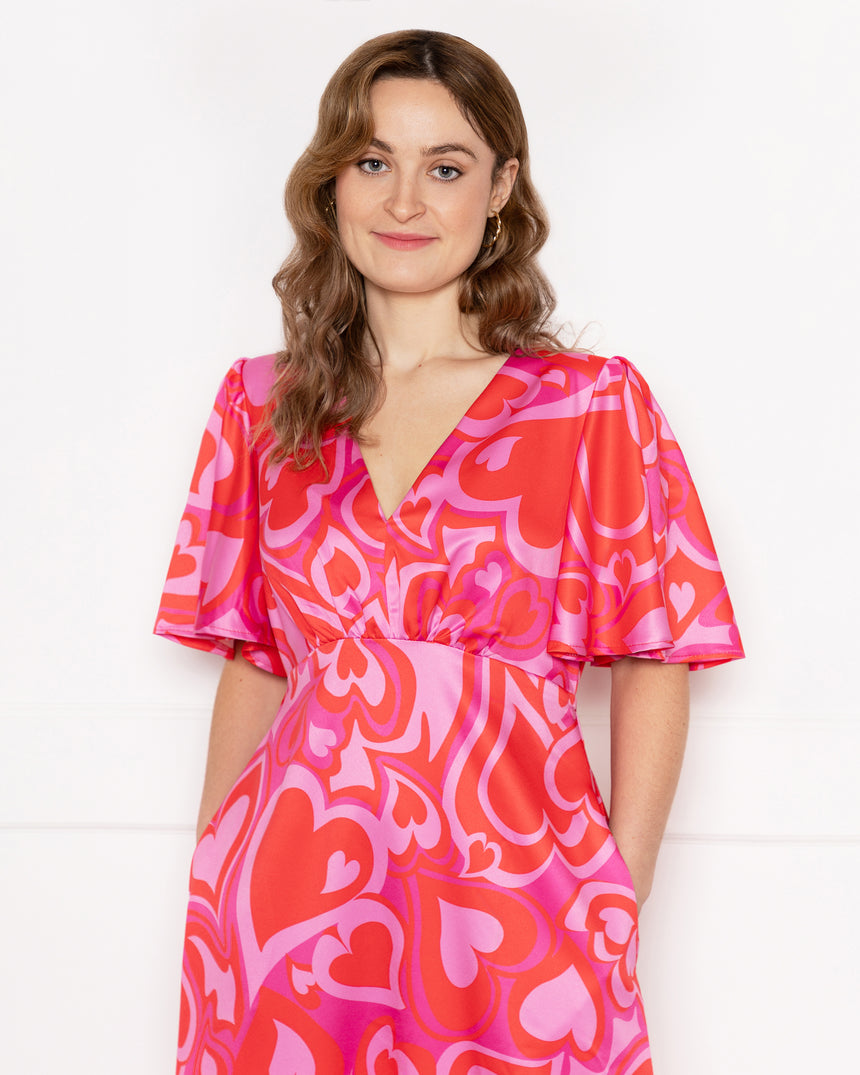 Grace Maxi Dress in Swoosh Heart Print