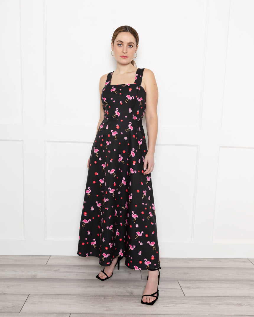 Lexi Midaxi Dress in Flamingo Floral Print