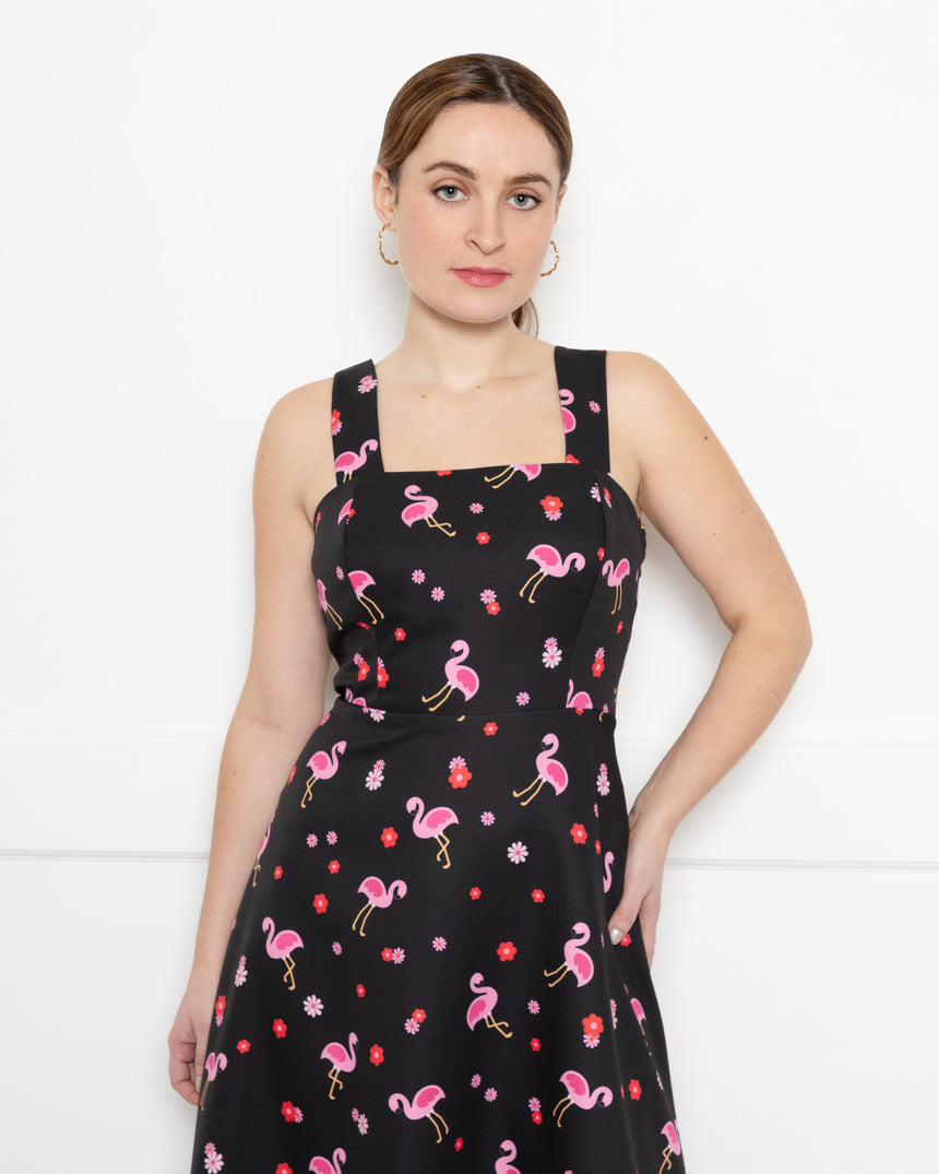 Lexi Midaxi Dress in Flamingo Floral Print