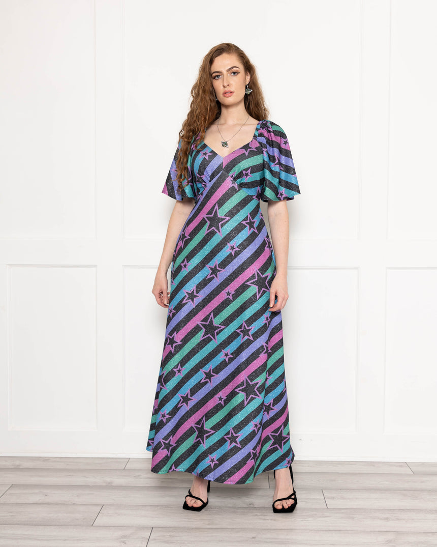 Glitter Stripe Angel Maxi Dress