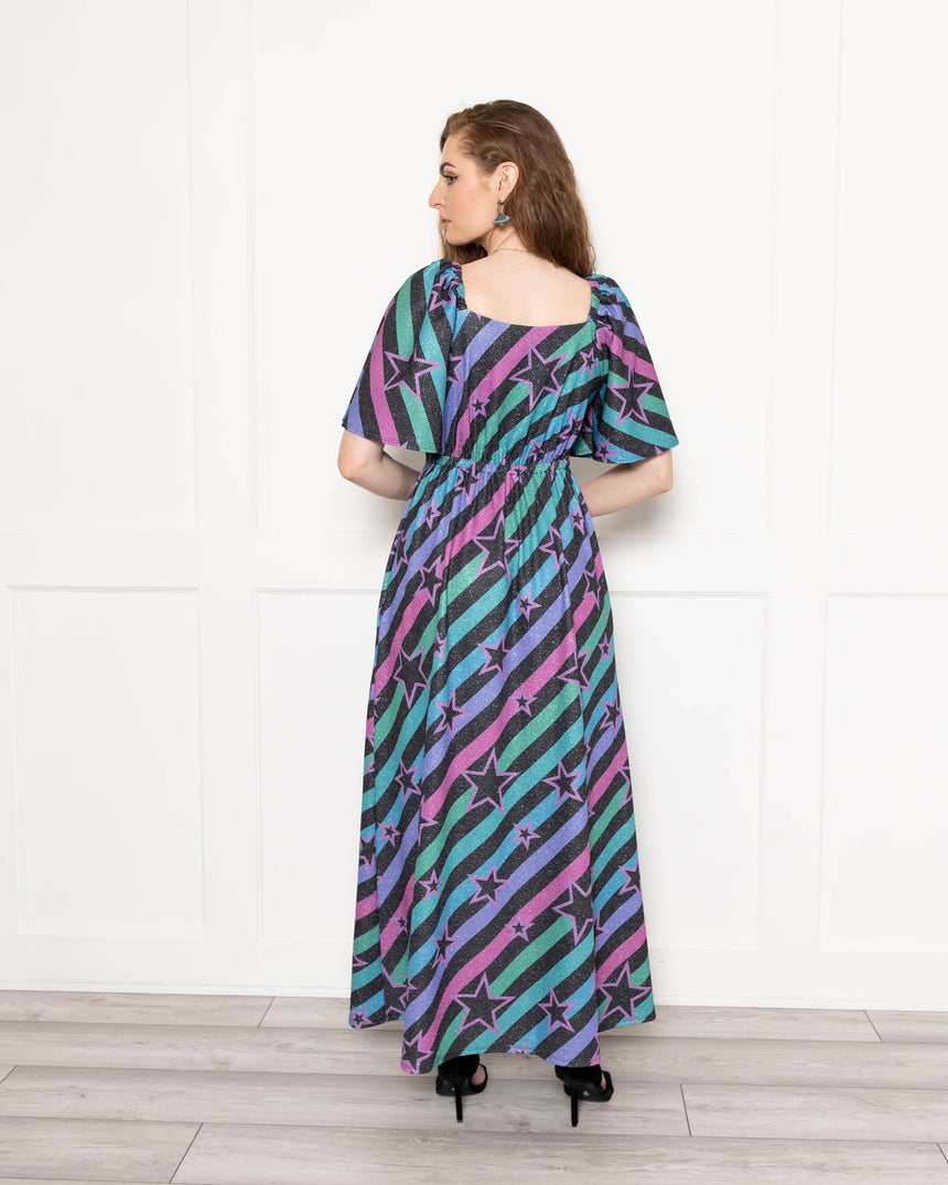 Glitter Stripe Angel Maxi Dress