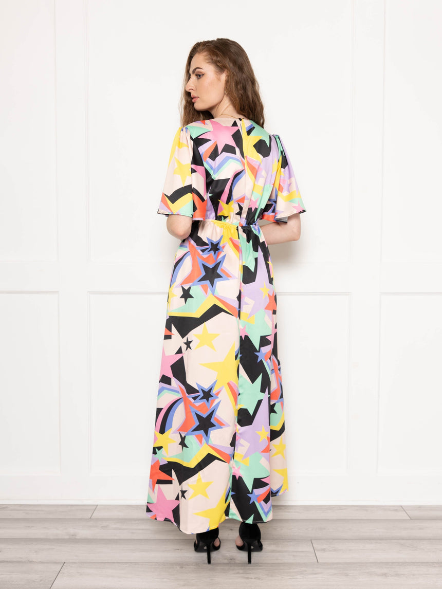 Pastel Ziggy Star Satin Maxi Dress