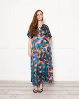 Vivienne Maxi Dress in Teal Leopard Shadow