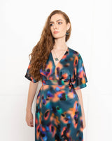 Vivienne Maxi Dress in Teal Leopard Shadow