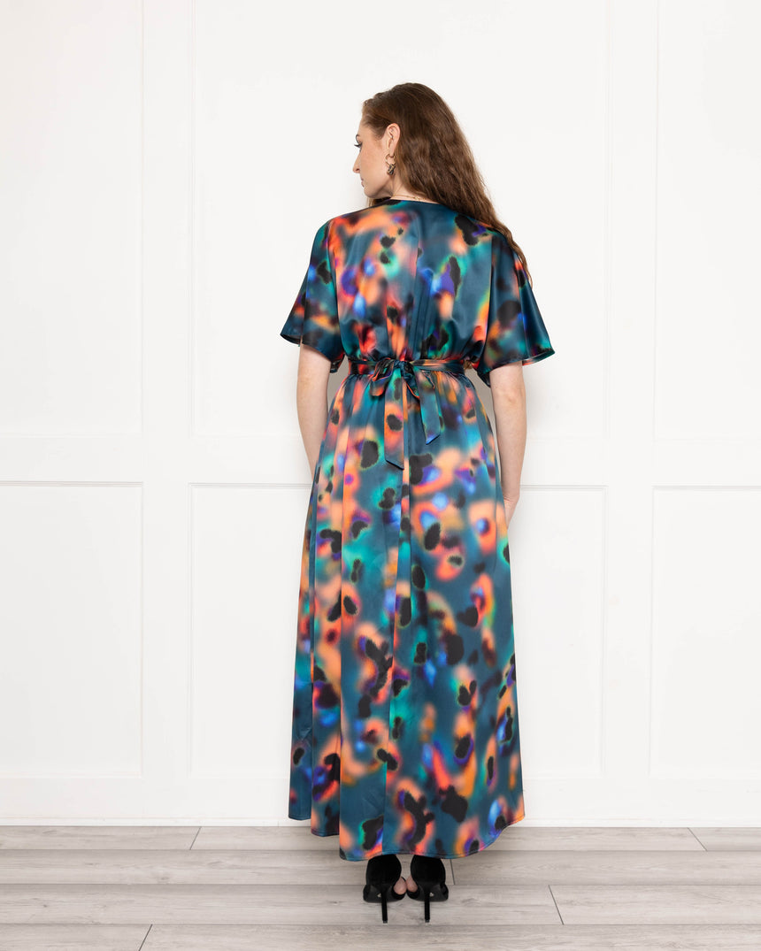 Vivienne Maxi Dress in Teal Leopard Shadow