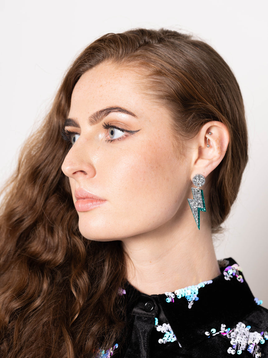 Green Wunder Bolt Earrings