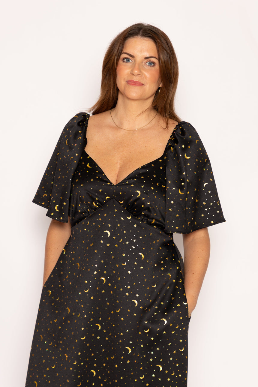 Party Edit: Gold Star Foil Maxi Dress