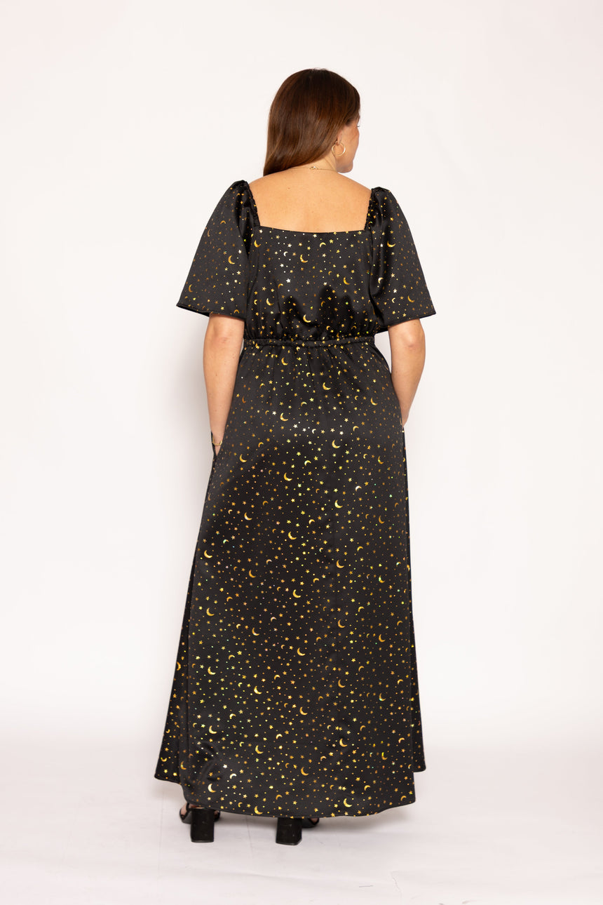 Party Edit: Gold Star Foil Maxi Dress