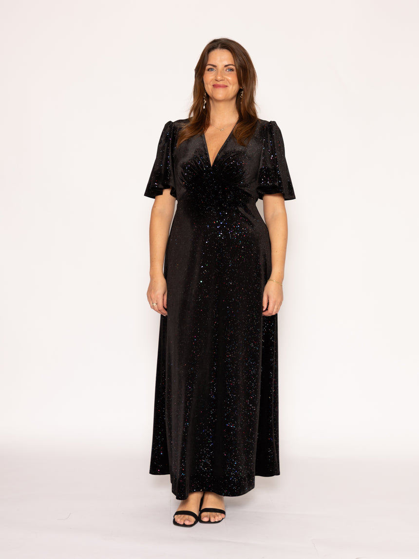 Sophia Glitter Velvet Maxi Dress