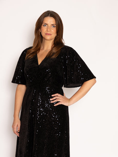 Twisted Wunder Grace Black Sequin Maxi Dress