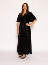Twisted Wunder Grace Black Sequin Maxi Dress